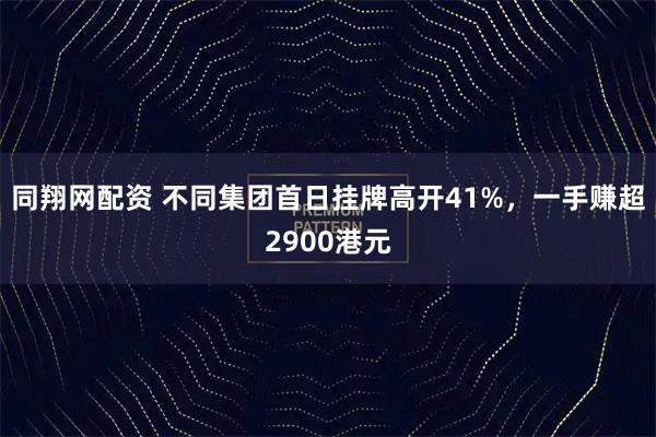 同翔网配资 不同集团首日挂牌高开41%，一手赚超2900港元